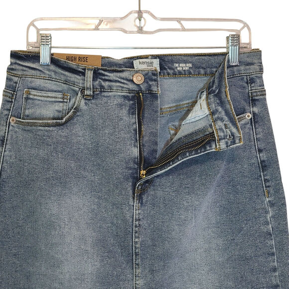 Kensie Jeans The High Rise Midi Skirt Vintage Luxe Blue Denim Casual Classic 10 - Picture 3 of 11